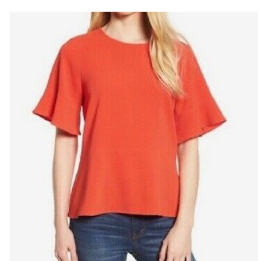 Madewell red/orange peplum short sleeve top